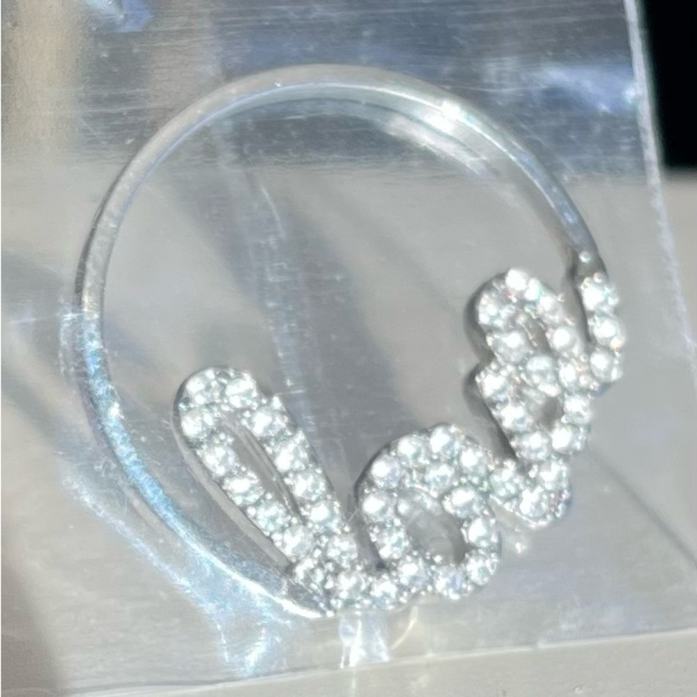 Origami Owl 3D large silver rhinestone love plate
